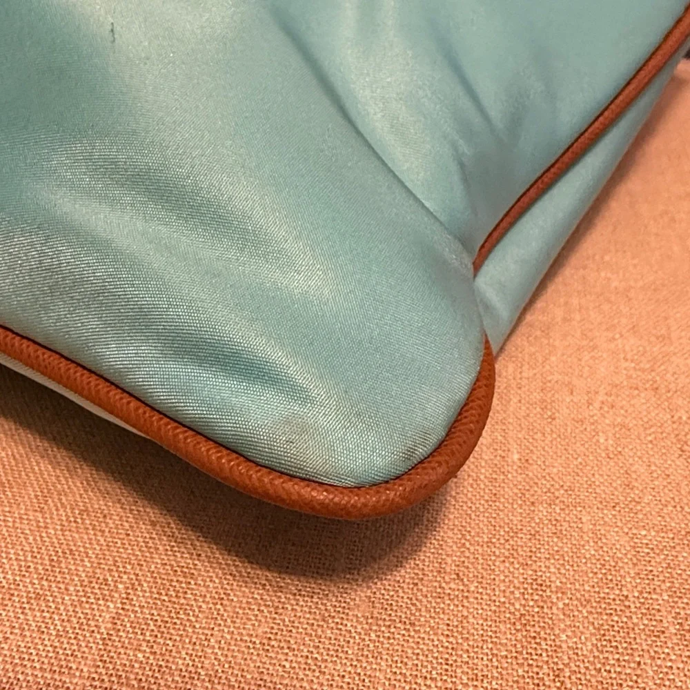 Michael Kors “Kempton” Aquamarine Nylon Crossbody Bag with Leather Trim
